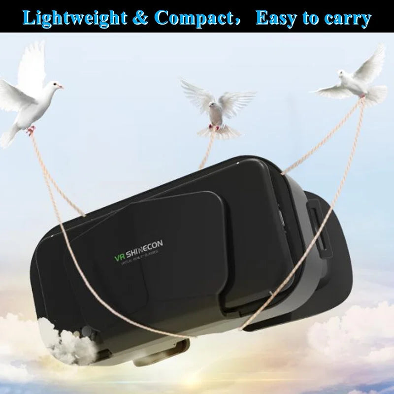 MetaNexusXR G10 IMAX VR headset with smartphone and joystick, offering 3D virtual reality immersion. | MetaNexusXR