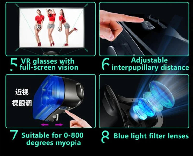 Black VR headset with matching gamepad for smartphone 3D play on tabletop | MetaNexusXR