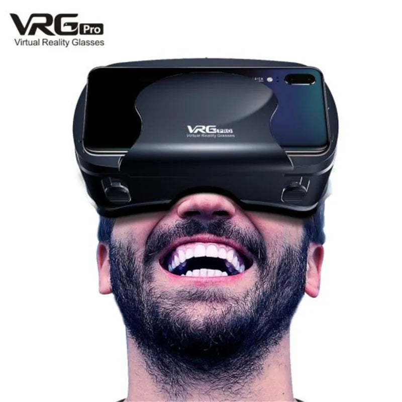 Sleek black VR headset with adjustable phone cradle and cushioned visor for IMAX-like 3D viewing | MetaNexusXR