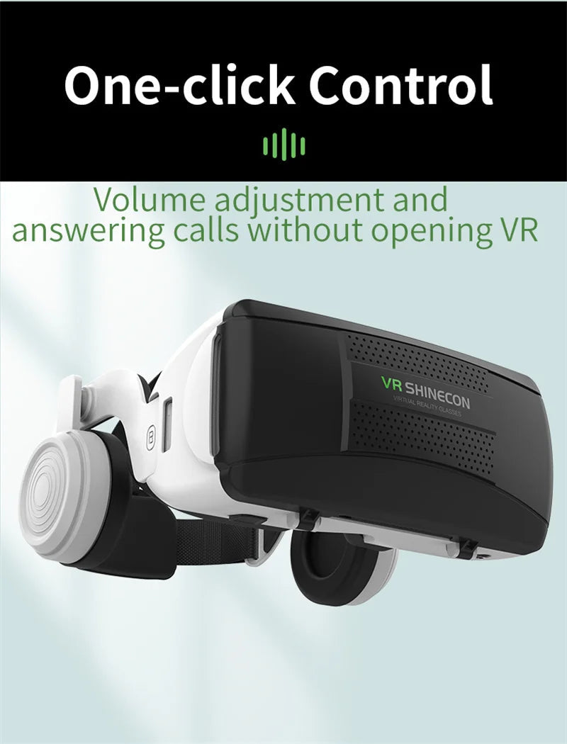 Black VR headset showcasing IMAX-like visor and smartphone-ready ports, joystick compatible | MetaNexusXR