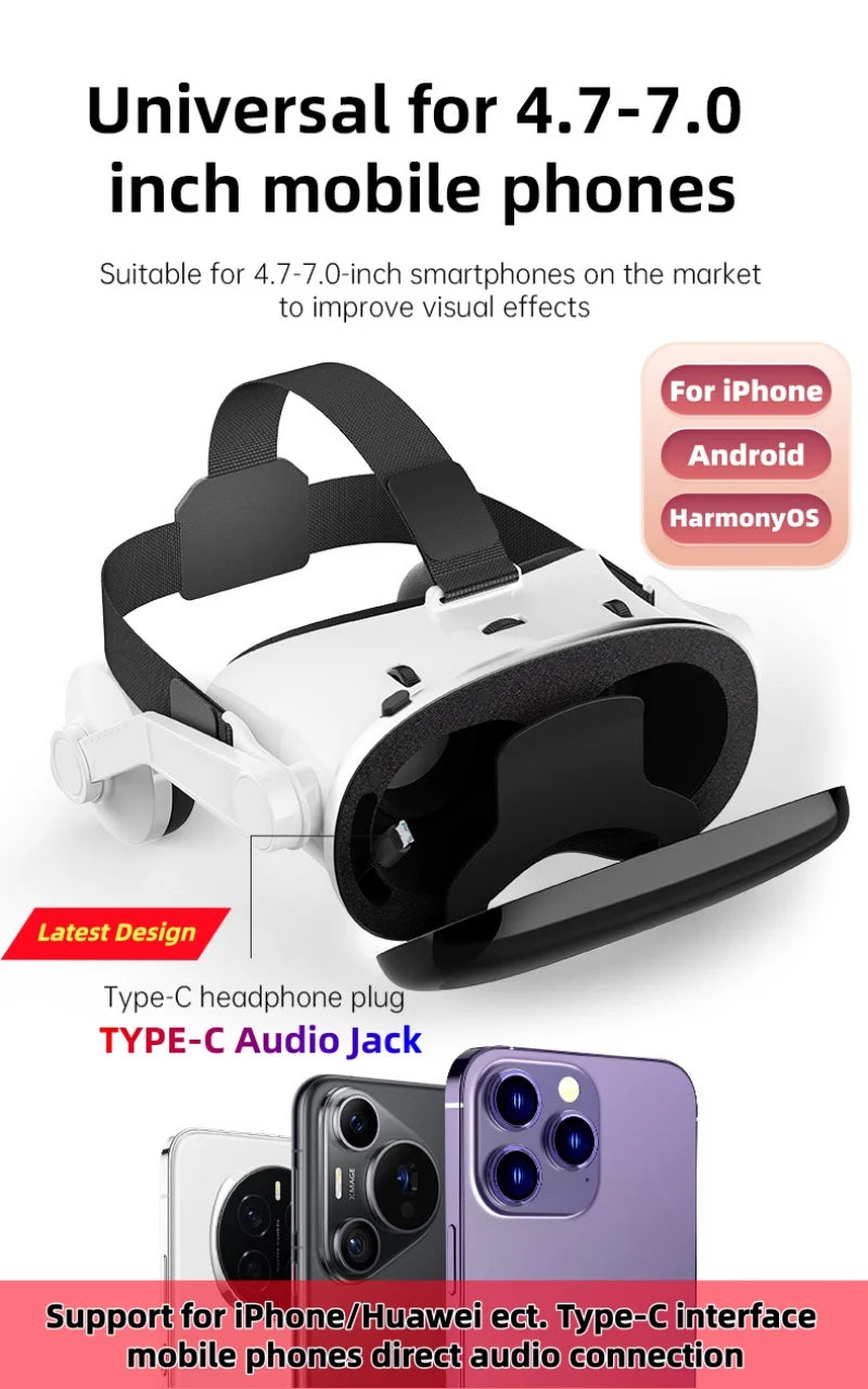 Sleek black VR headset with HD 3D stereo lenses for 4.7-7 inch smartphones | MetaNexusXR