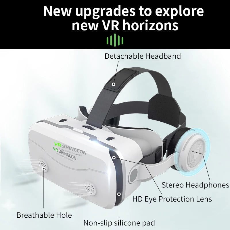 Black MetaNexusXR G15E VR headset streaming IMAX 3D movie with phone dock and joystick support | MetaNexusXR