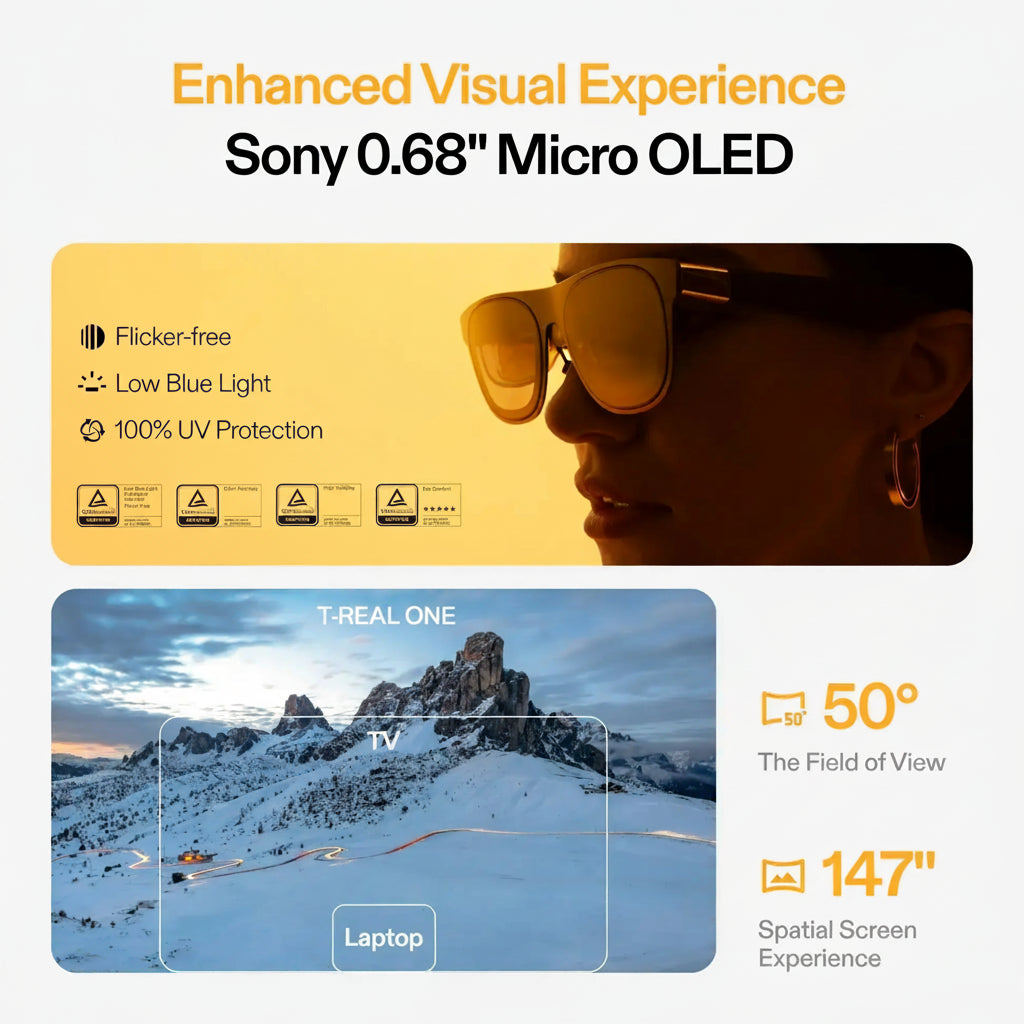 XREAL One AR Glasses Native 3 DoF, 147" 50°FOV 120Hz HD Display, Real 3D Video Display Glasses for iPhone 17/16, Steam Deck Metanexus XR