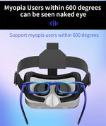 Black G15 IMAX VR headset with adjustable straps for 4.7-7in phones, poised beside game joystick | MetaNexusXR