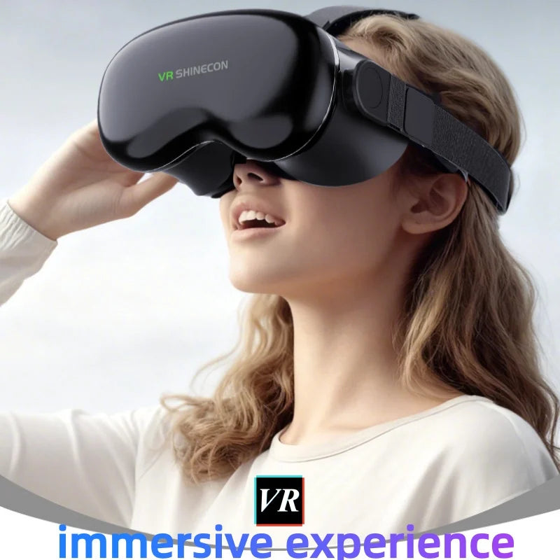 Black VR headset with wide 4K 3D display and phone dock available at MetaNexusXR