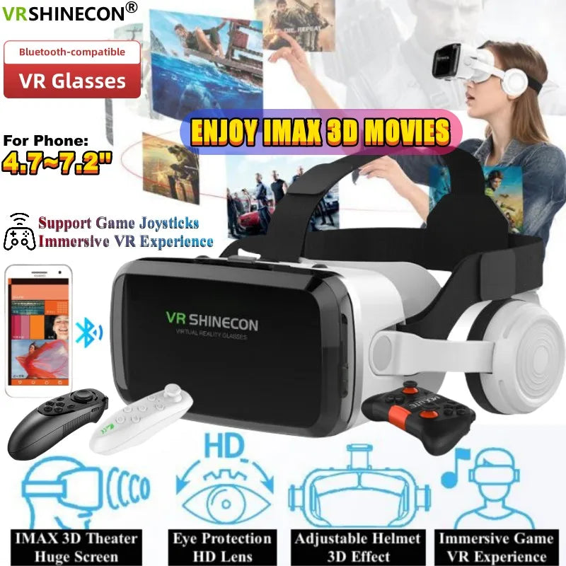 Wireless Virtual Reality Glasses IMAX Huge Screen 3D Glasses Google Cardboard Box VR Headset for 4.7-7.2" Phone,Support Gamepad Metanexus XR
