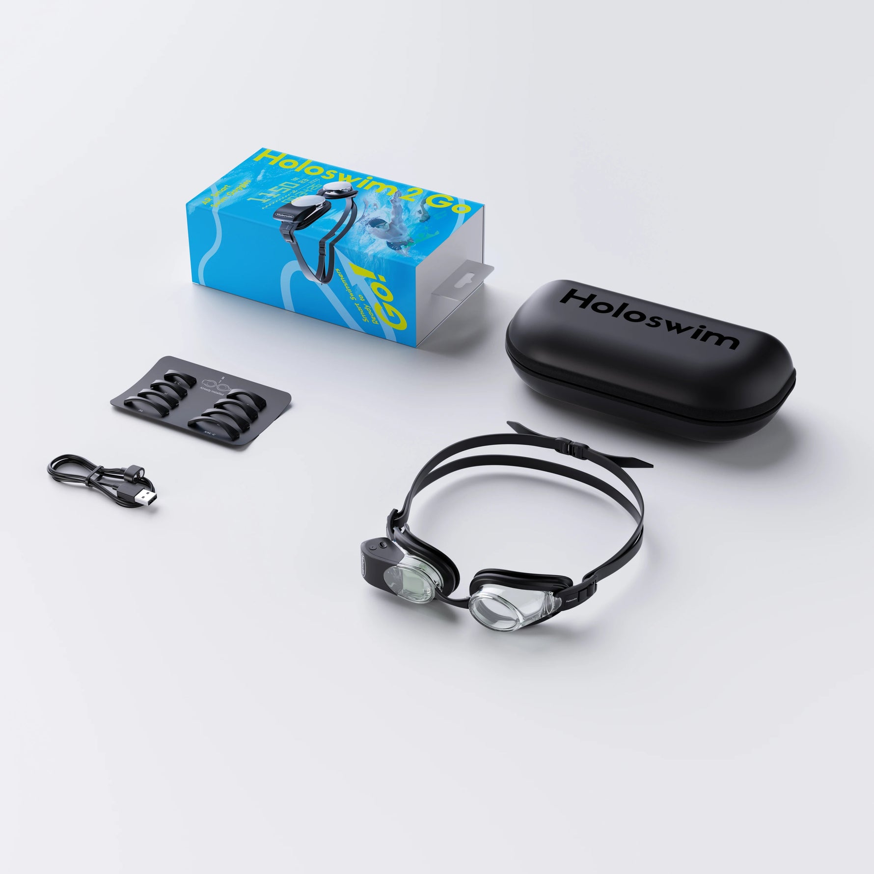 Holoswim 2 GO smart goggles with integrated swim metrics display for lap training | MetaNexusXR