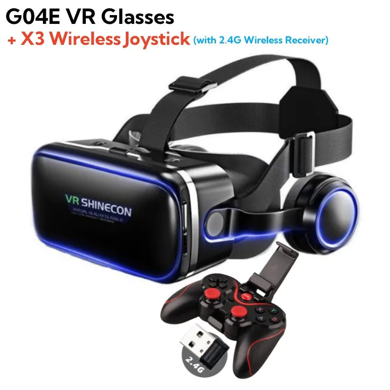 MetaNexusXR VR headset with joystick, showcasing immersive 3D viewing for smartphones. | MetaNexusXR