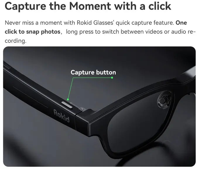 Rokid Glasses lightweight AR smartglasses take photos navigate in real time translate teleprompters AI Glasses Metanexus XR