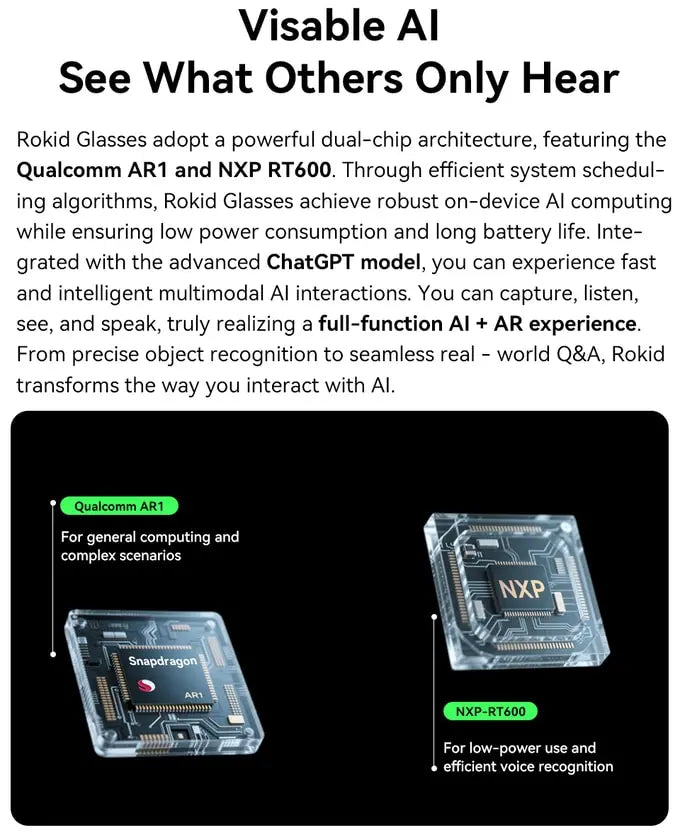 Rokid Glasses lightweight AR smartglasses take photos navigate in real time translate teleprompters AI Glasses Metanexus XR