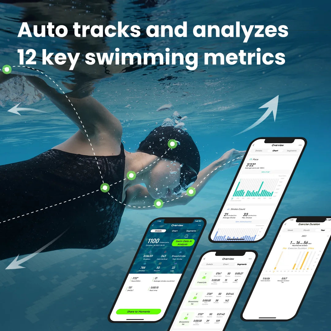 Holoswim 2 GO smart swim goggles with streamlined sensors and blue-accent strap | MetaNexusXR