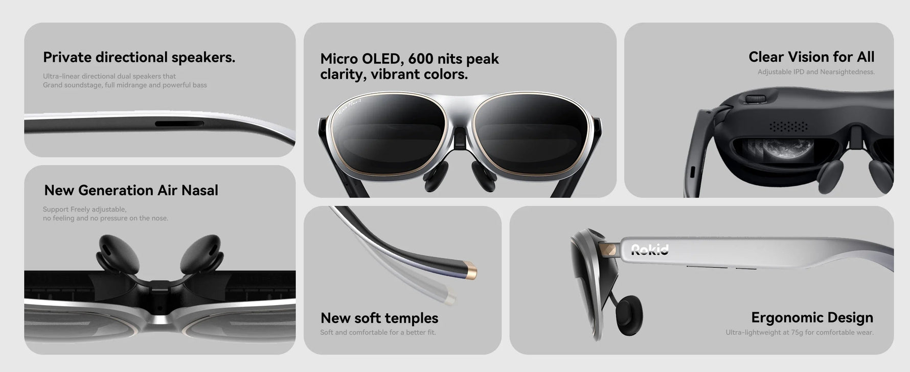 MetaNexus XR: Rokid AR glasses with 3-screen display, 360" Micro-OLED, 120Hz for immersive gaming. | MetaNexusXR