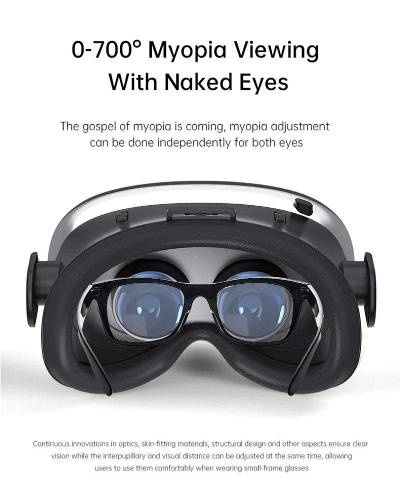 VR headset with wide display cradle for 4.7-7in phones and paired game joysticks | MetaNexusXR