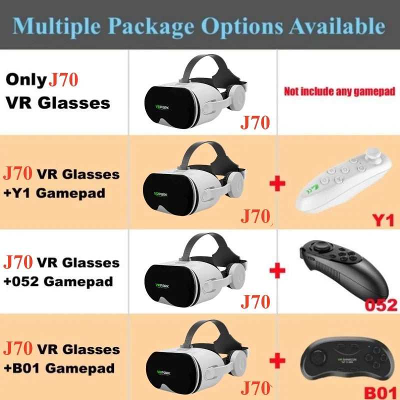 Original J70 4K Wireless Virtual Reality VR Glasses Stereo 3D Videos Google Cardboard Box Headset Helmet for Smartphone Max 6.7" Metanexus XR