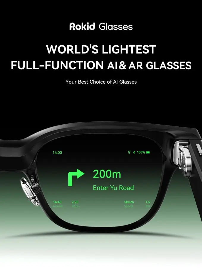 Rokid Glasses lightweight AR smartglasses take photos navigate in real time translate teleprompters AI Glasses Metanexus XR