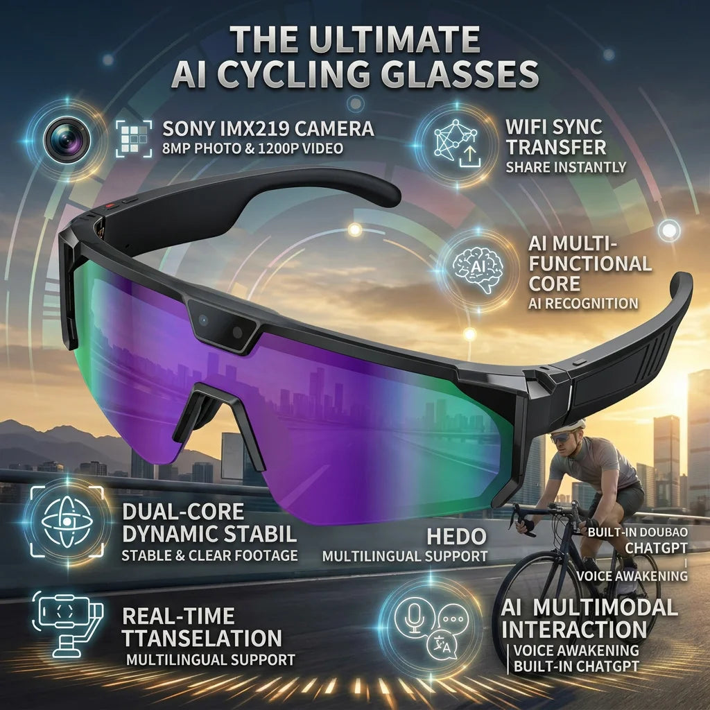 MetaNexusXR AI smart glasses for outdoor sports, featuring an 800W camera and voice assistant. | MetaNexusXR