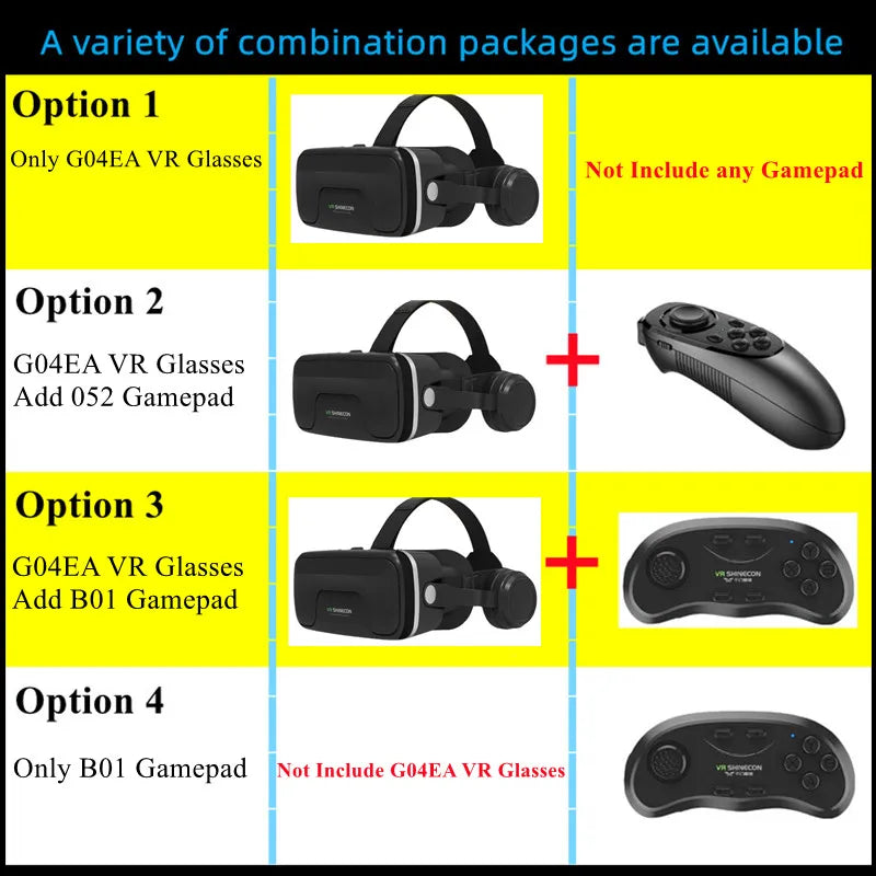 MetaNexusXR VR headset box, holding stereo 3D glasses for smartphones up to 7.2", supports gamepads. | MetaNexusXR