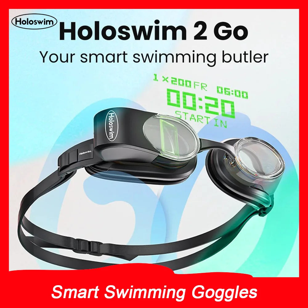 Holoswim 2 GO smart swimming goggles with anti-fog UV-lens design for performance tracking | MetaNexusXR