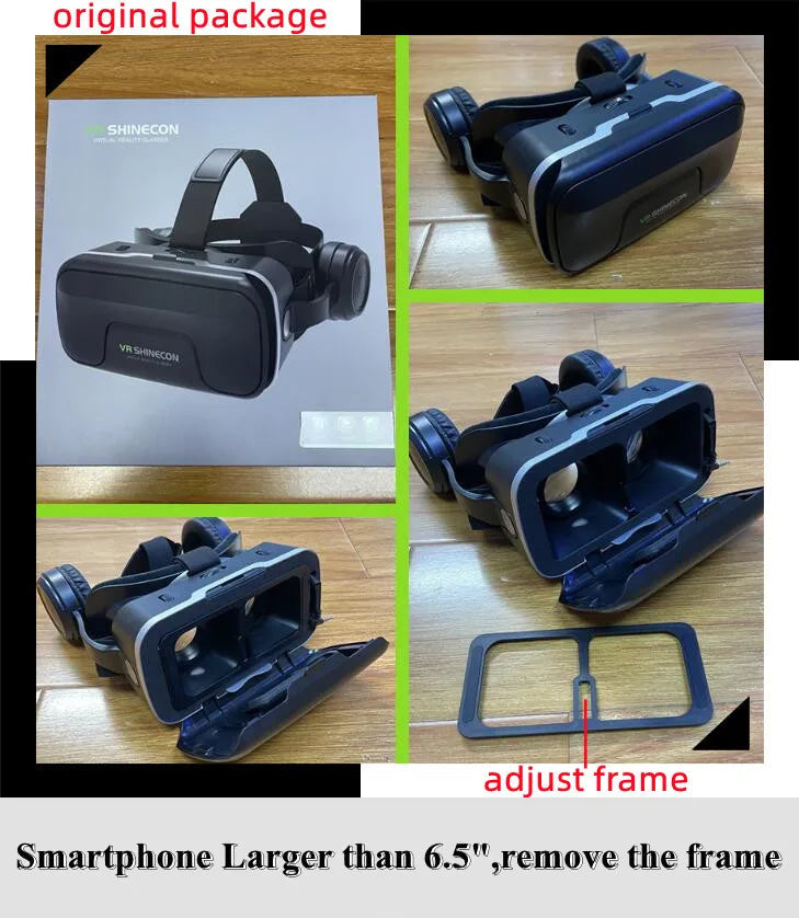 MetaNexusXR VR headset box, featuring stereo 3D video capabilities and compatible with large smartphones. | MetaNexusXR
