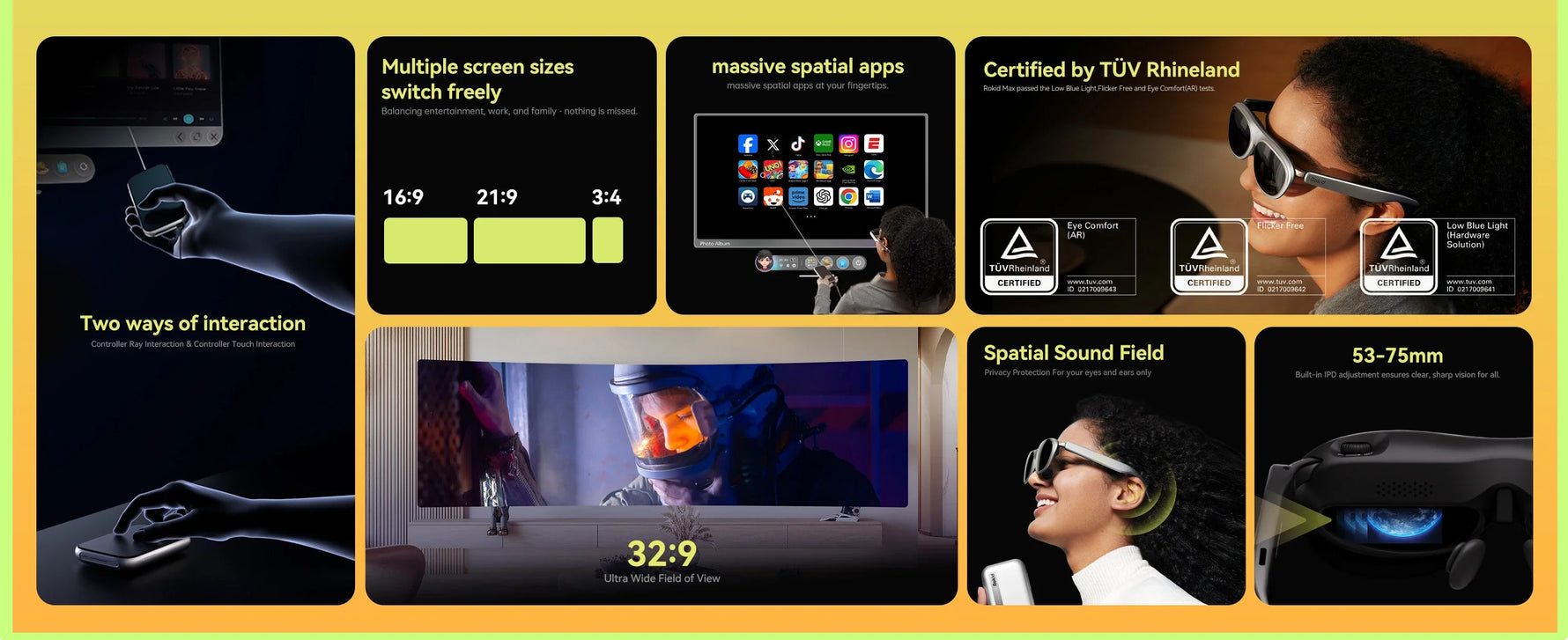 MetaNexusXR: Rokid AR glasses with 3-screen display, 360" micro-OLED, 120Hz, 600 nits for multi-tasking & gaming. | MetaNexusXR