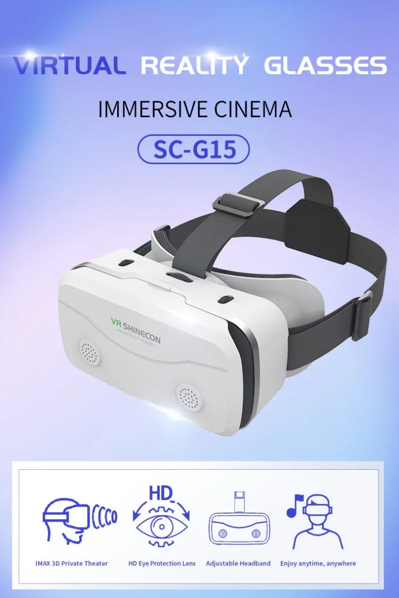 G15 black IMAX-ready VR headset with adjustable straps and phone cradle for 4.7-7in devices | MetaNexusXR