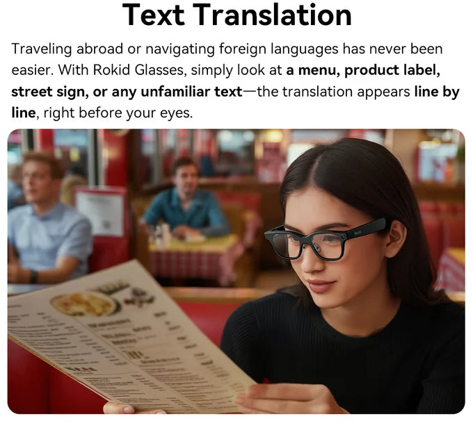 Rokid Glasses lightweight AR smartglasses take photos navigate in real time translate teleprompters AI Glasses Metanexus XR