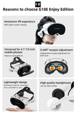 Black G18E mobile VR headset with adjustable straps and 4.7-7 inch smartphone cradle, 3D HD stereo ready | MetaNexusXR