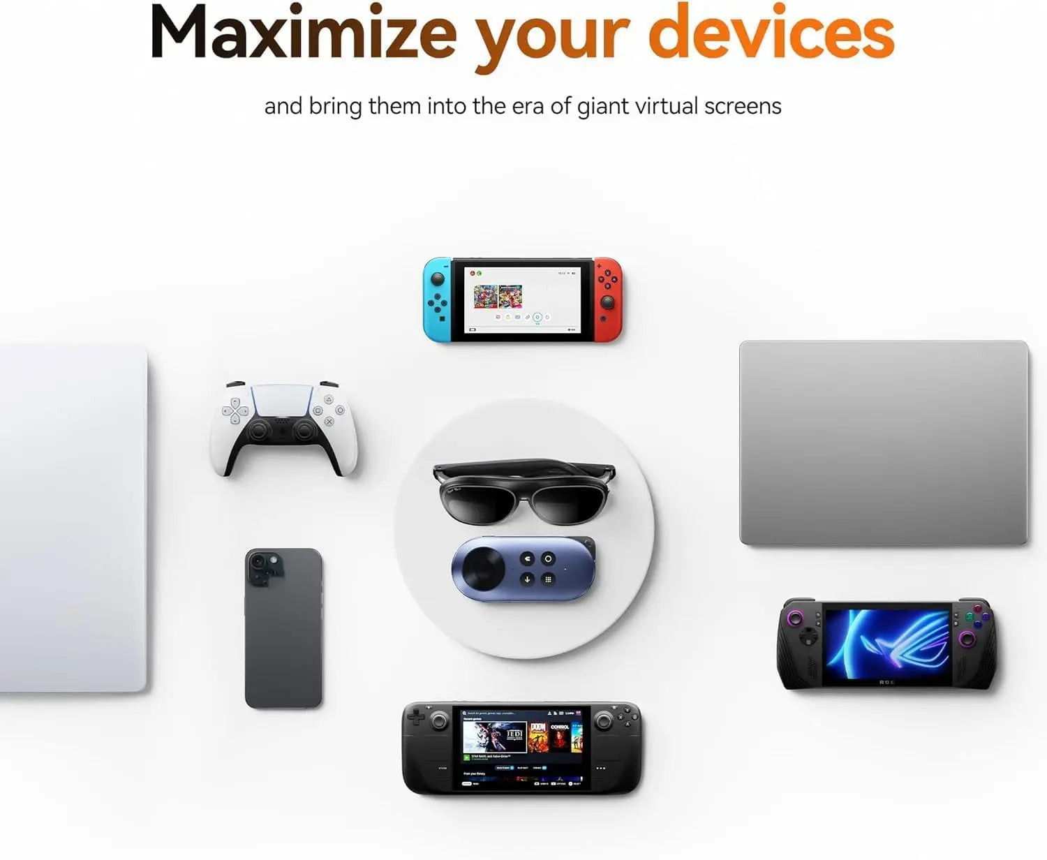 Rokid Max 2 AR Glasses Black 215" Micro-OLED Display Immersive Wearable Display for Gaming & Entertainment Metanexus XR