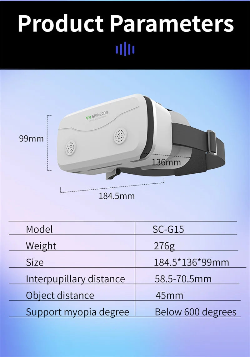 Black G15 IMAX VR headset with adjustable straps and smartphone slot for 4.7-7 inch phones | MetaNexusXR