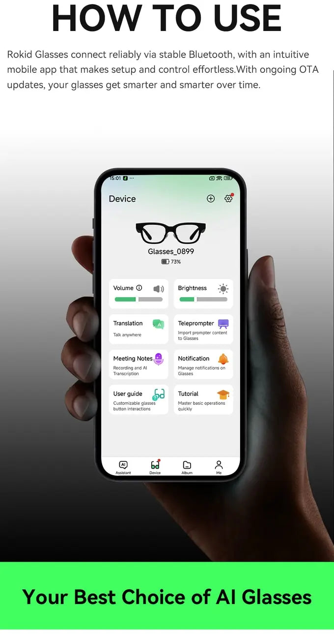 Rokid Glasses lightweight AR smartglasses take photos navigate in real time translate teleprompters AI Glasses Metanexus XR