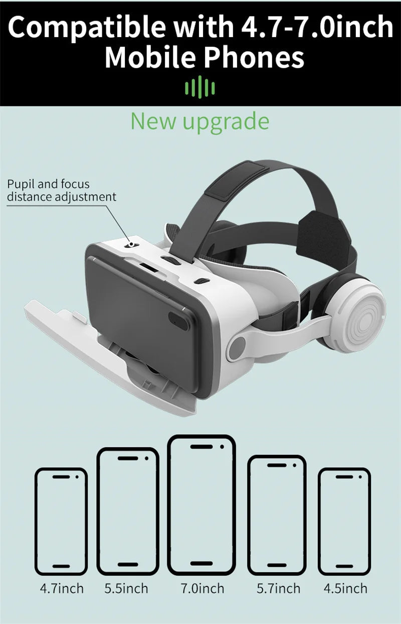 MetaNexusXR G15E VR glasses displaying IMAX 3D movie with smartphone dock and joystick controls | MetaNexusXR