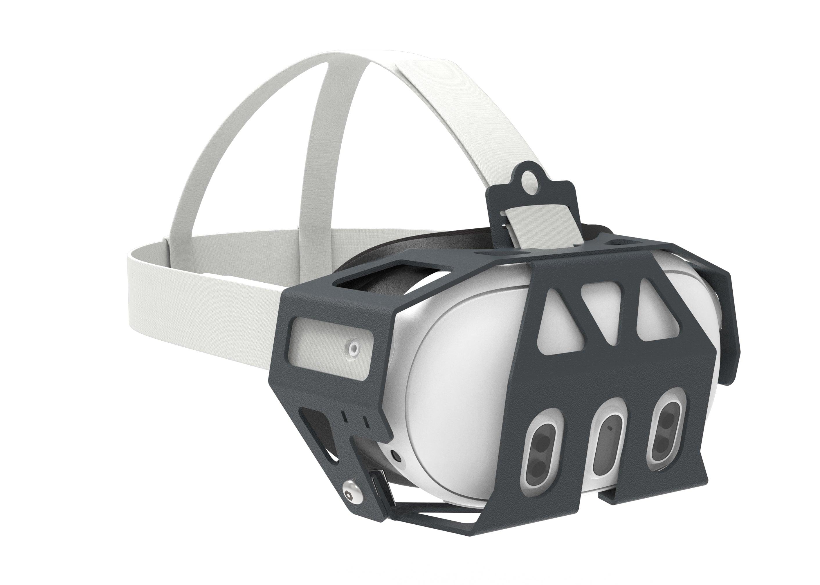 MetaNexusXR TitanSkinVR protective cover snugly fits a Meta Quest 3 headset, safeguarding it with robust design. | MetaNexusXR
