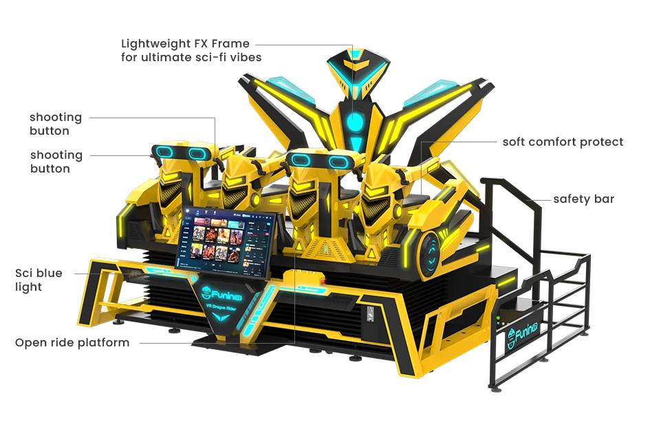 VR Dragon Ride – Four-Seat Motion Ride with Scent and Heat Effects – MNX-CVR-DRAGON-4S – photo 1 of 11