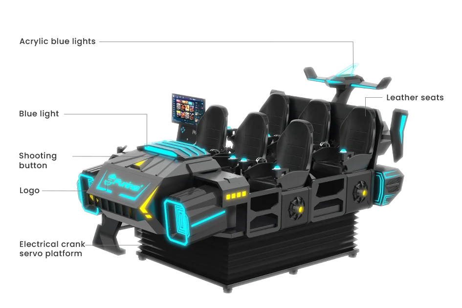 VR Ride – Six-Seat Dark Sci-Fi Motion Platform – MNX-CVR-MARS-6S – photo 1 of 11