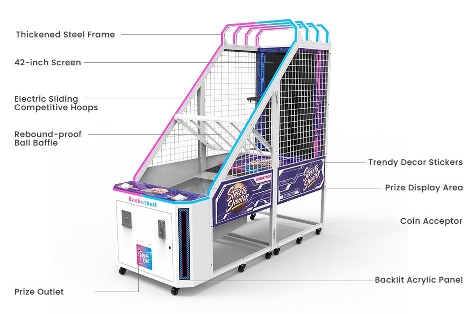 Kids Basketball Arcade Game – Moving Hoops with Ticket Prizes – MNX-CVR-BBALL-KIDS – photo 3 of 14