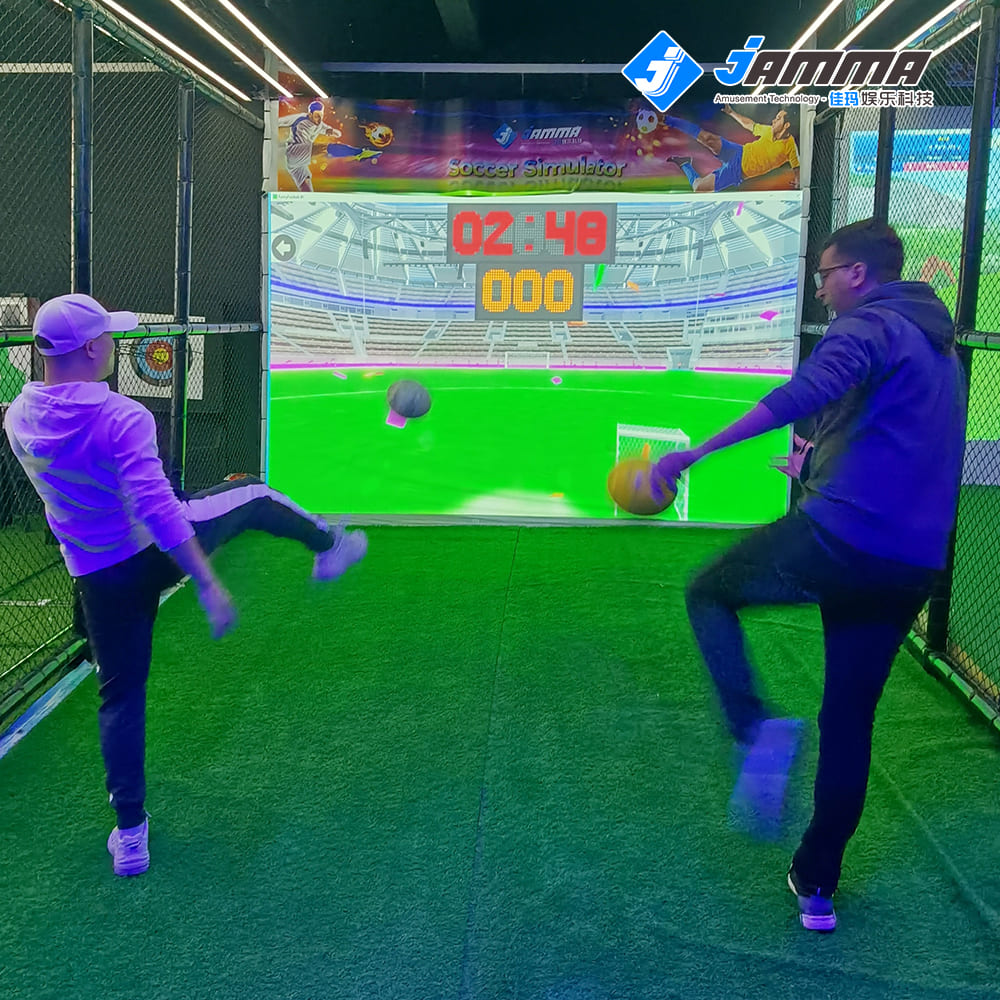 MetaNexusXR interactive projection football simulator showcasing a penalty shootout game. | MetaNexusXR