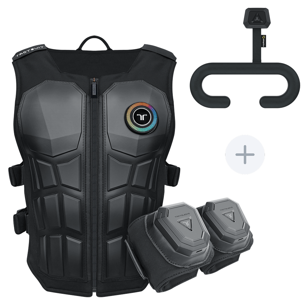 VR Haptic Suit Bundle – 32-Motor Vest, Arm Sleeves and Head Visor – vr haptic suit – photo 1 of 4