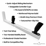Grey quick-adjust VR gun stock side profile, two-hand frame - MetanexusXR