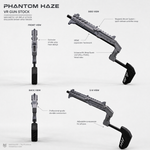 Smoke grey VR gun stock rear view with the telescoping stock - MetanexusXR