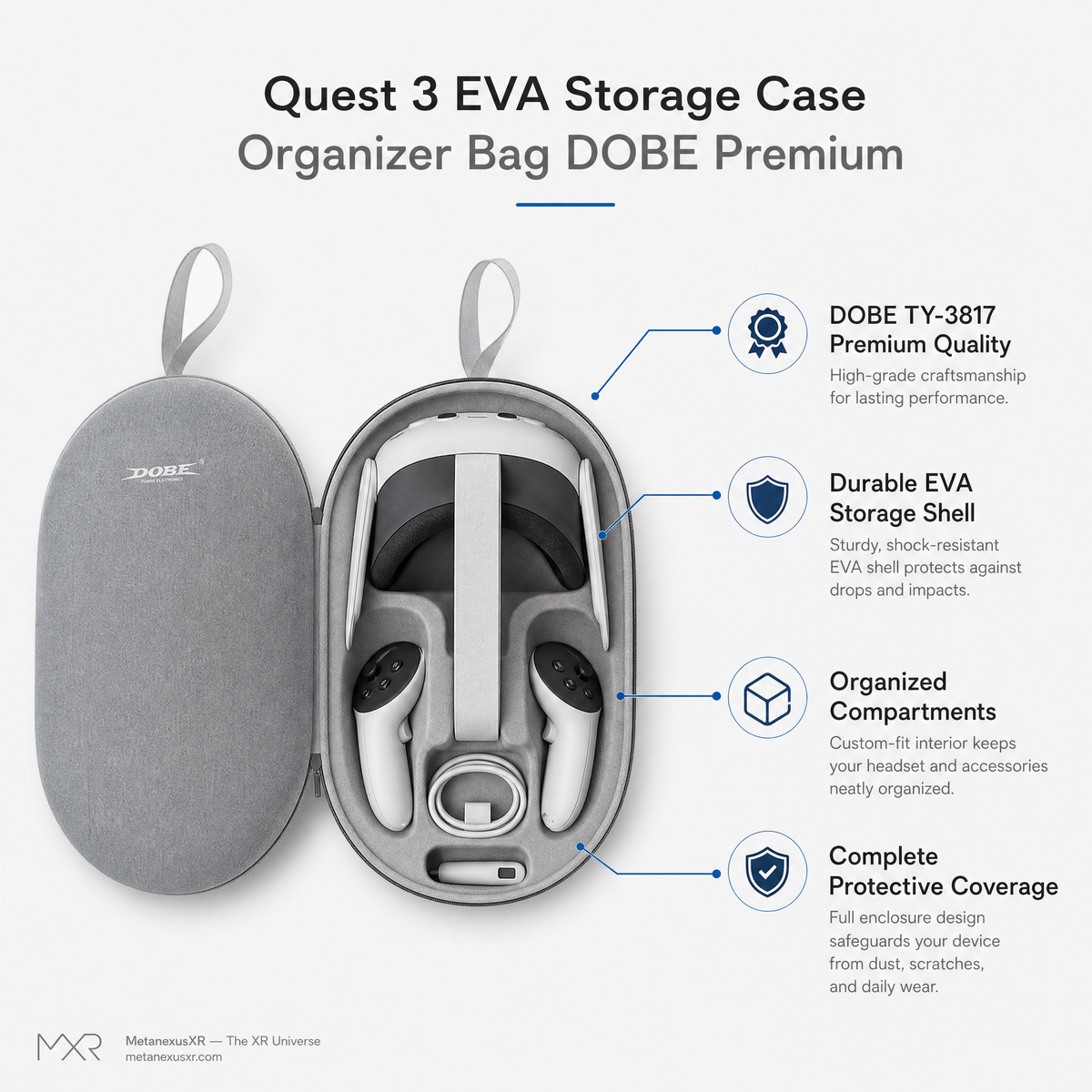 Quest 3 EVA Storage Case Organizer Bag DOBE Premium — MetanexusXR — The XR Universe