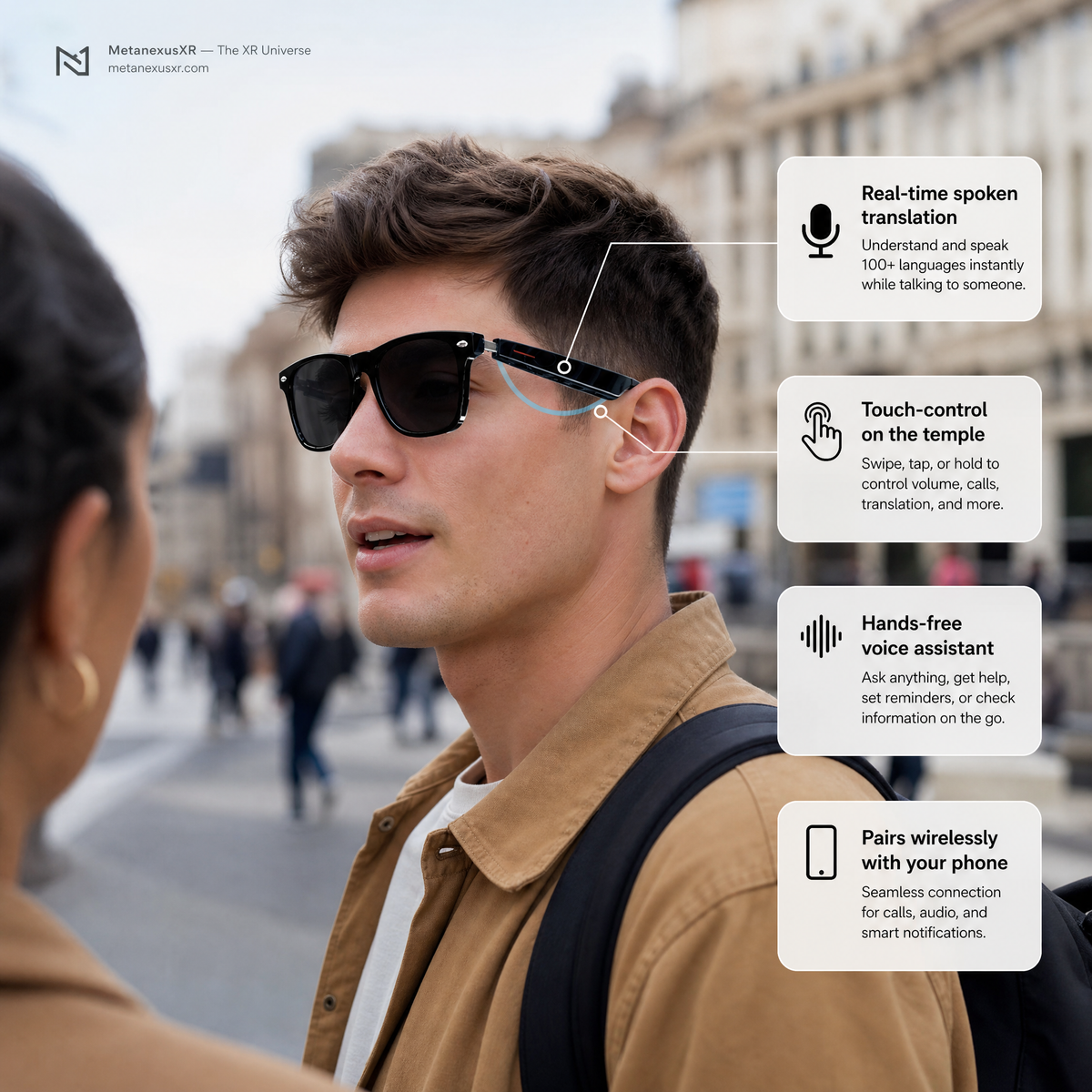 Babel AI Translation Smart Glasses worn in use