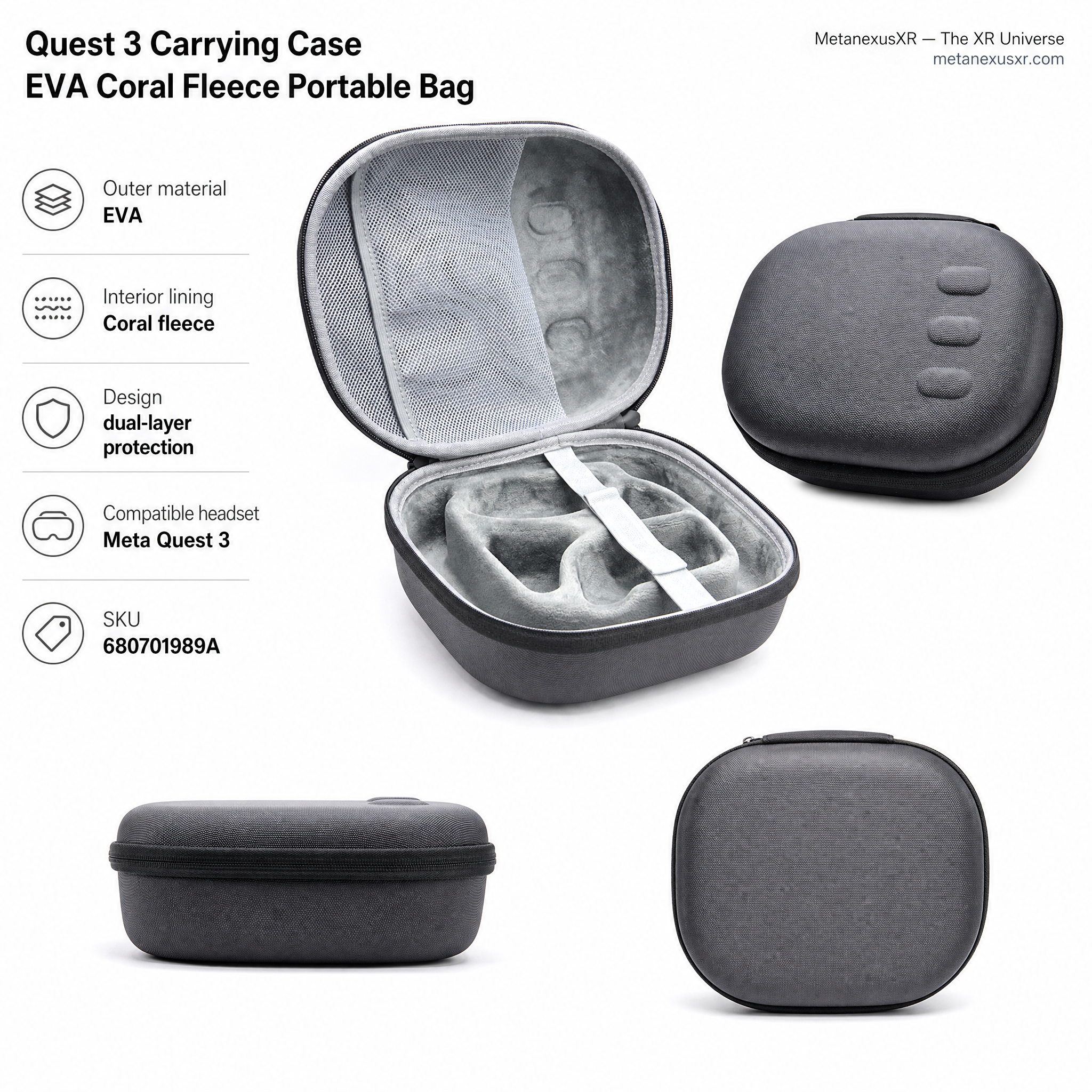 Quest 3 Carrying Case EVA Coral Fleece Portable Bag — MetanexusXR — The XR Universe