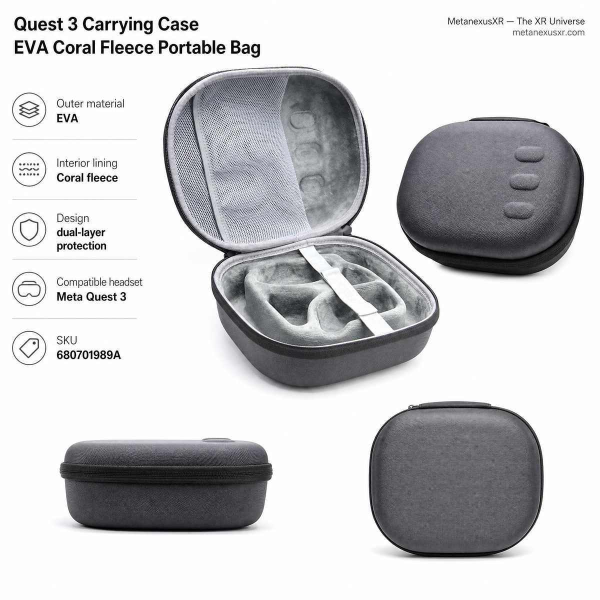 Quest 3 Carrying Case EVA Coral Fleece Portable Bag — MetanexusXR — The XR Universe