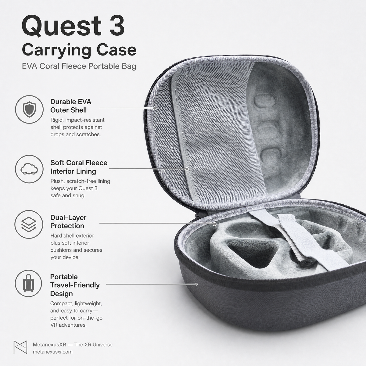 Quest 3 Carrying Case EVA Coral Fleece Portable Bag — MetanexusXR — The XR Universe