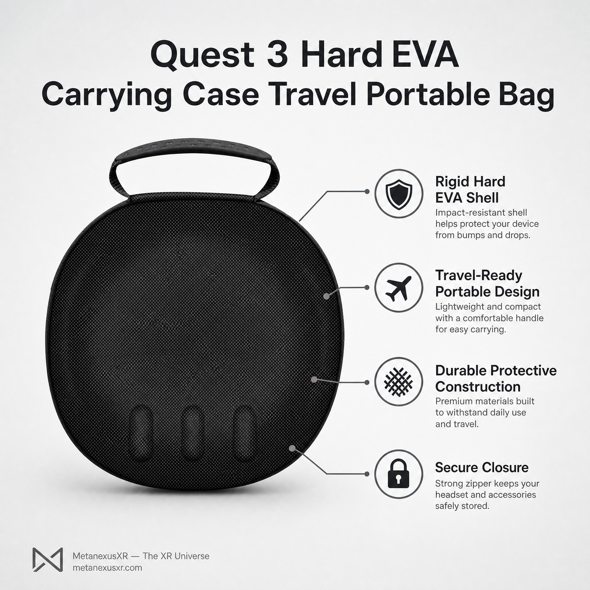 Quest 3 Hard EVA Carrying Case Travel Portable Bag — MetanexusXR — The XR Universe