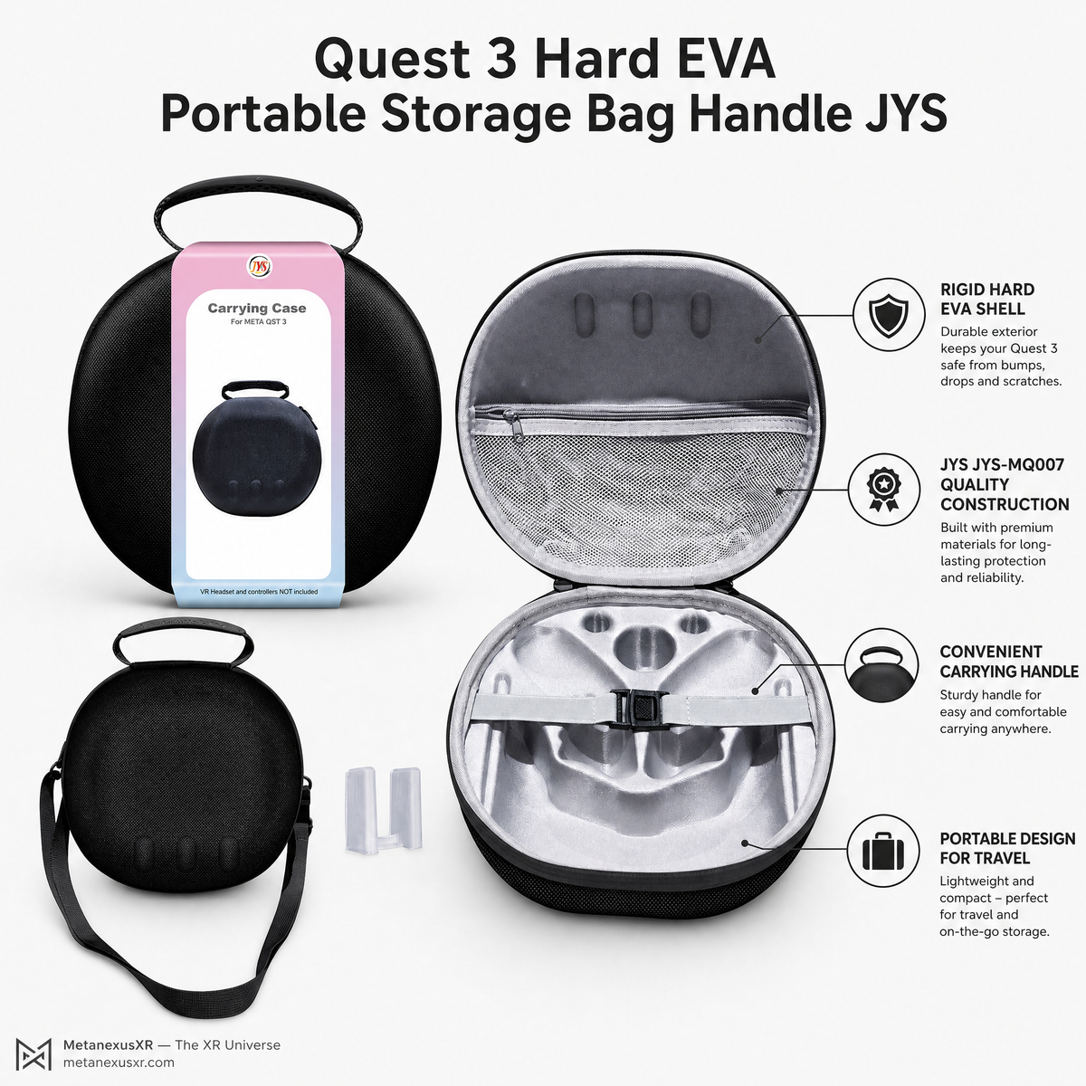 Quest 3 Hard EVA Portable Storage Bag Handle JYS — MetanexusXR — The XR Universe