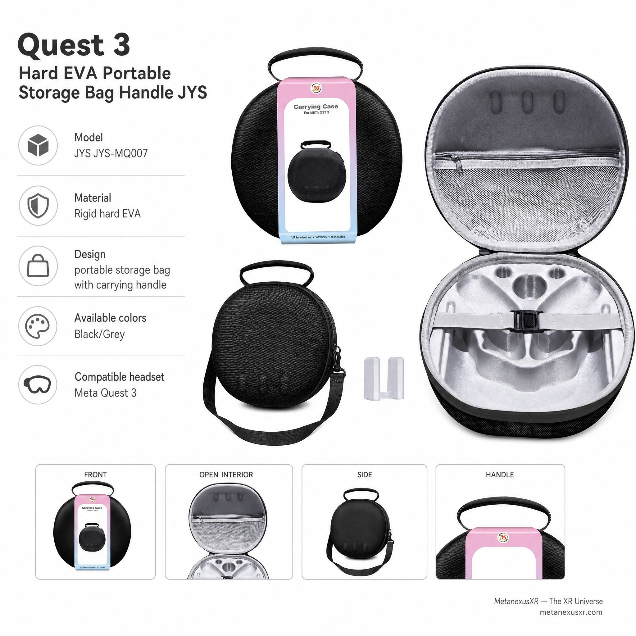 Quest 3 Hard EVA Portable Storage Bag Handle JYS — MetanexusXR — The XR Universe