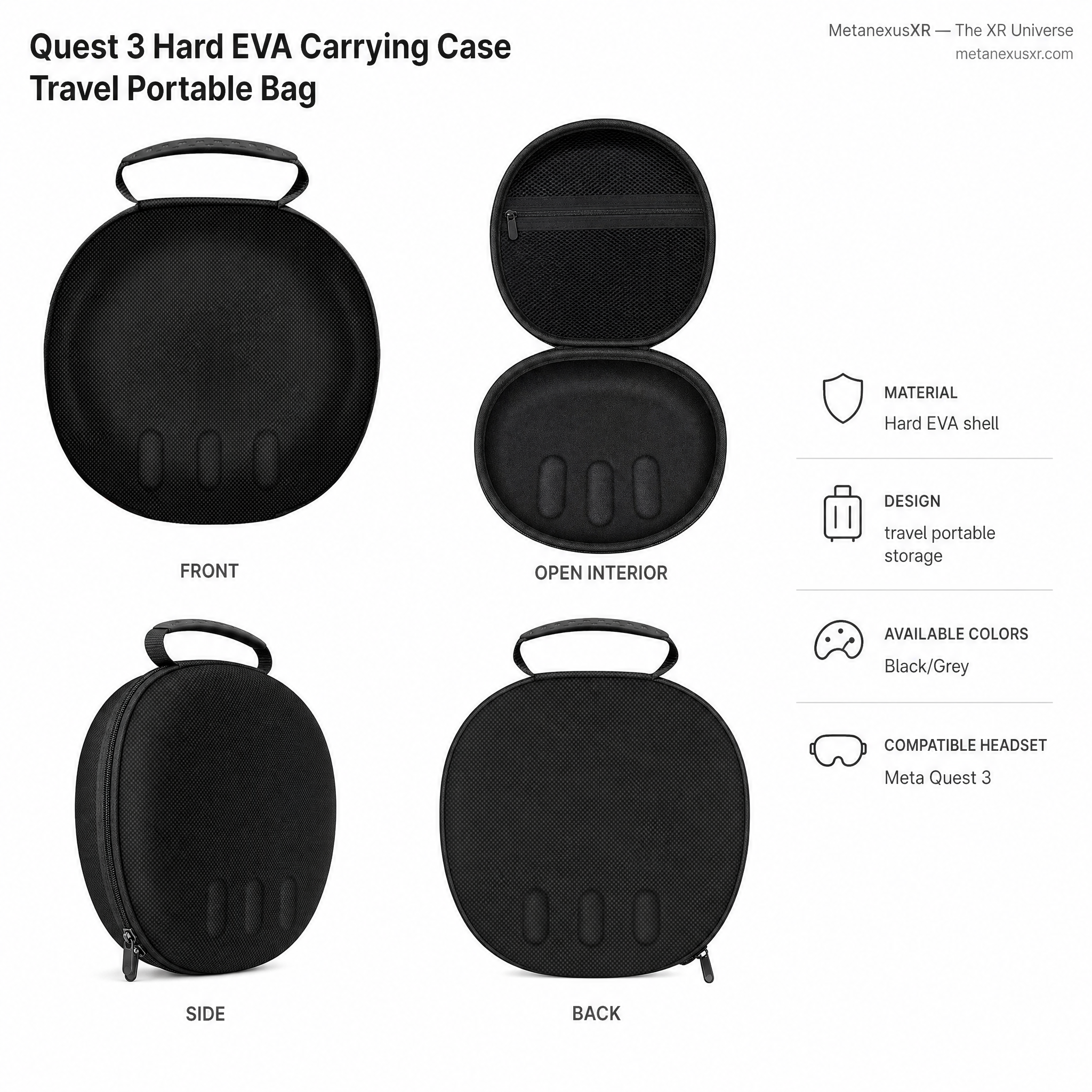 Quest 3 Hard EVA Carrying Case Travel Portable Bag — MetanexusXR — The XR Universe