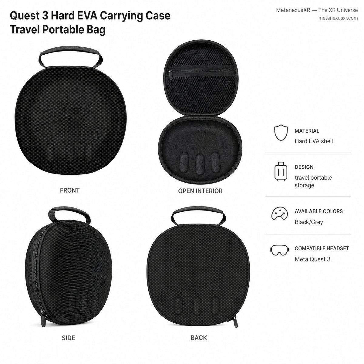 Quest 3 Hard EVA Carrying Case Travel Portable Bag — MetanexusXR — The XR Universe