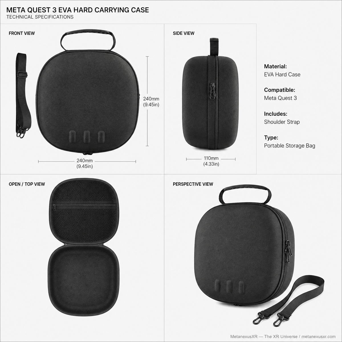Quest 3 EVA Hard Carrying Case Shoulder Strap Bag — MetanexusXR — The XR Universe